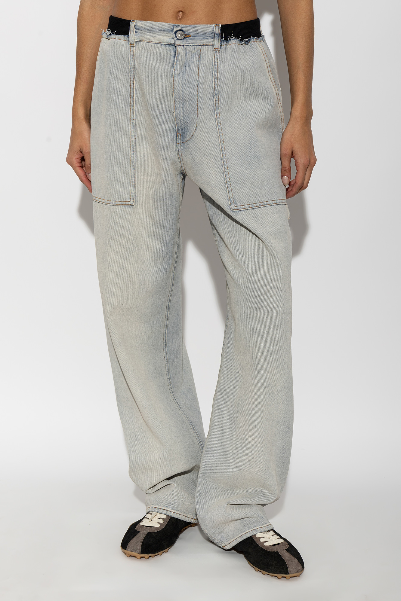 MM6 Maison Margiela Gray Regular-Leg Jeans with Black Elastic